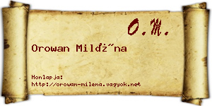 Orowan Miléna névjegykártya
